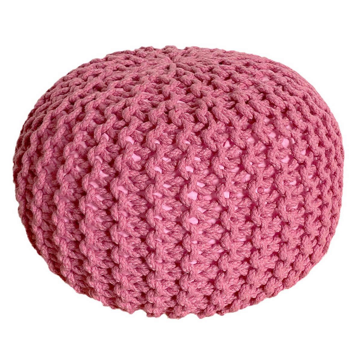 Pouf Ø 55 x 37 cm gebreid gerecycled katoen