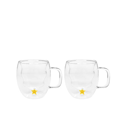 Theemok 250 ml dubbelwandig glas gouden ster