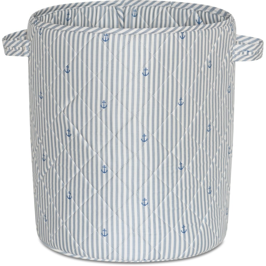 Tired quilted storage basket - large - stripe - anchor