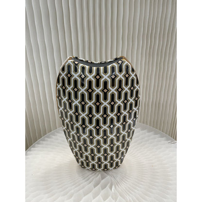 Vaas 33x22 cm porselein zwart goud roze
