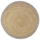Vloerkleed rond 140 cm jute wol katoen beige bruin