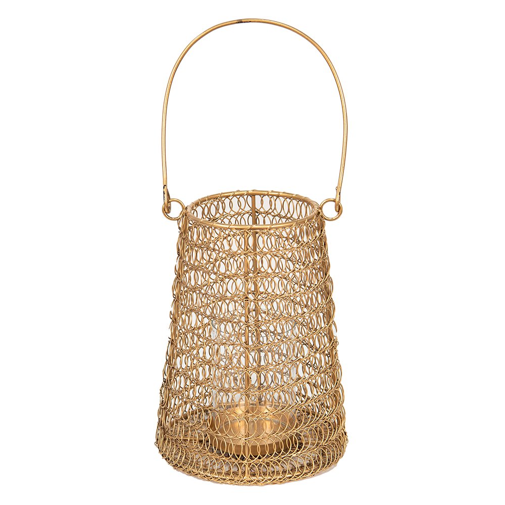Windlicht Ø 15x21 cm goud rotan