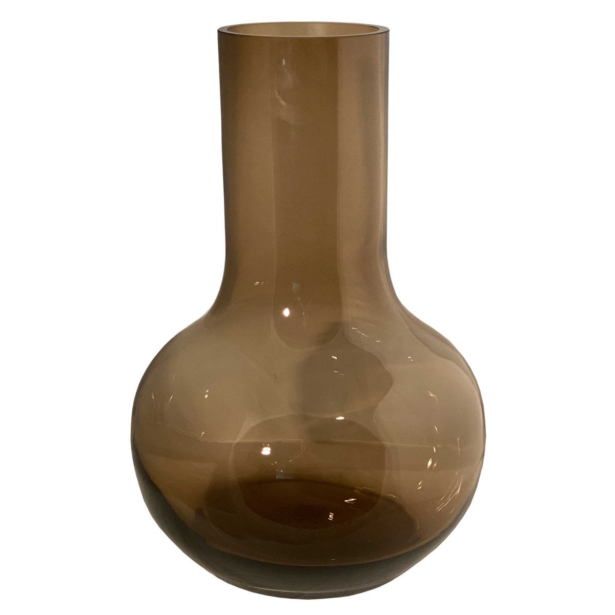 Vaas glas taupe mondgeblazen