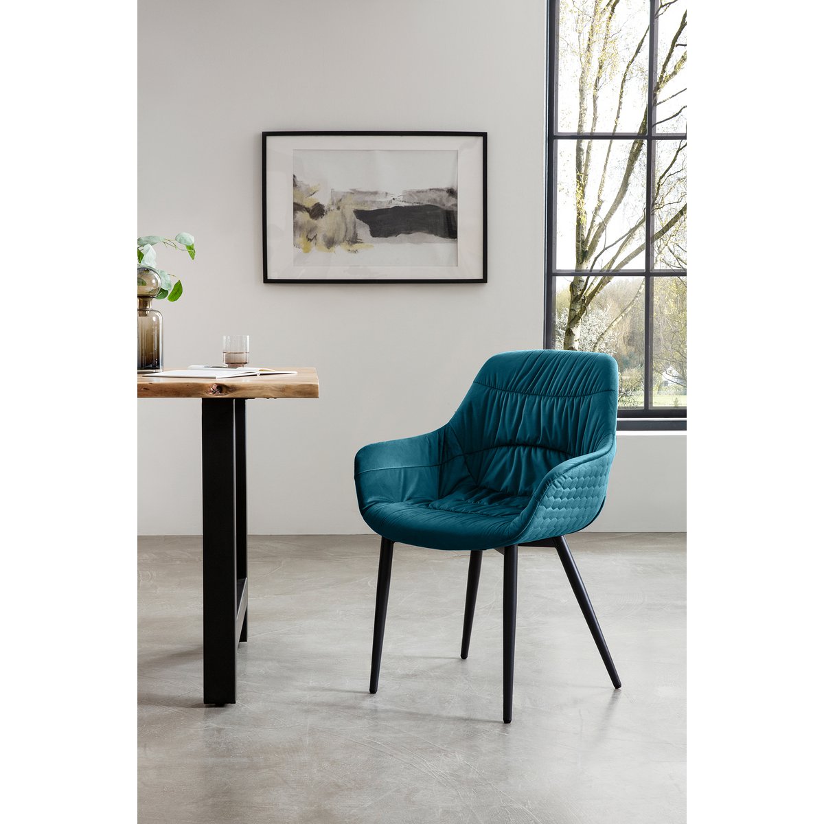 Fauteuil fluweel turquoise 63x61x81,5 cm