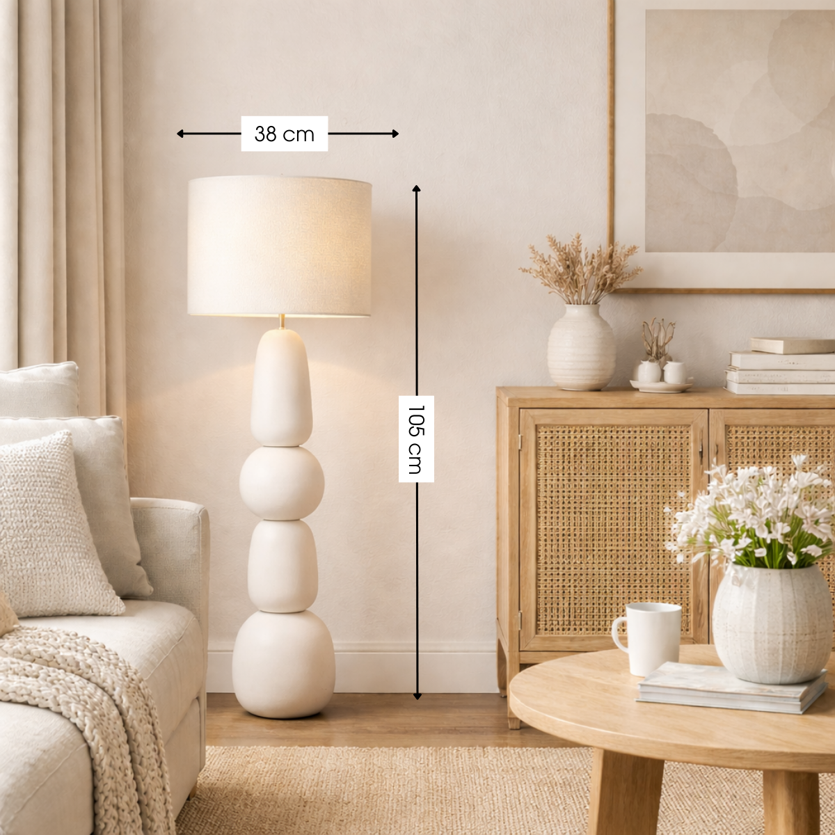 Vloerlamp Menko Ø38x105 cm crème keramiek