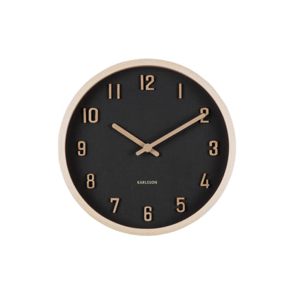 Wandklok 22 cm hout zwart