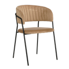 Eetkamerstoel velvet beige met zwart frame