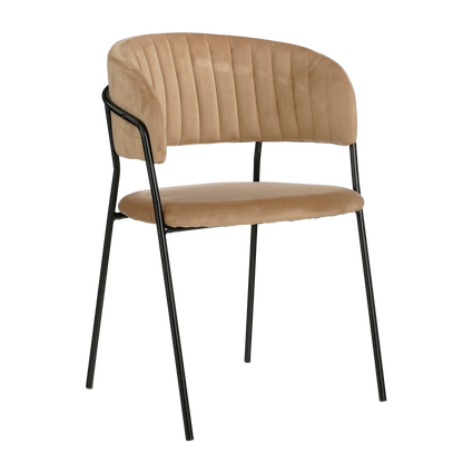 Moony Eetkamerstoel Velvet Beige Met Zwart Frame Design