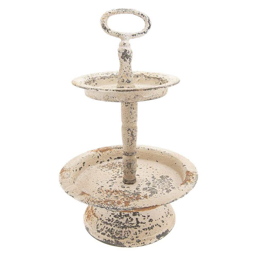 Etagère 2 laags Ø 22x34 cm Beige IJzer fruitschaal etagère