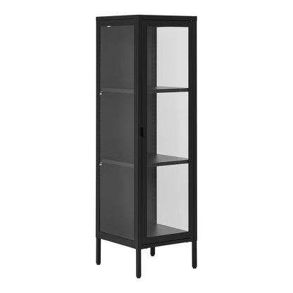 Vitrinekast 40x35x140 cm staal glas zwart
