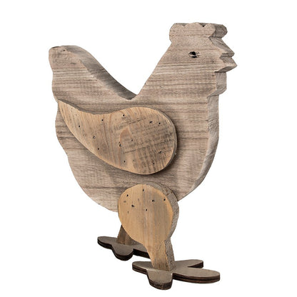 Houten kip beeld 28 cm bruin