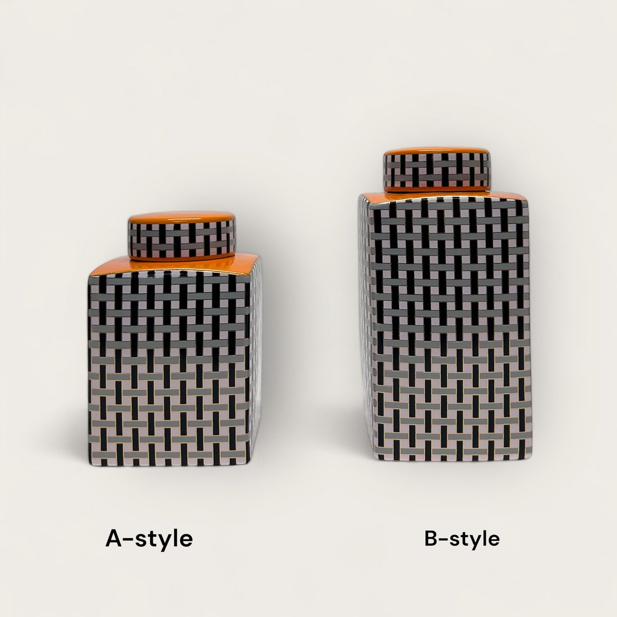 Porseleinen busje met deksel set A-stijl B-stijl oranje