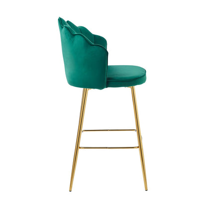 Barkruk Shell Design fluweel groen set van 2