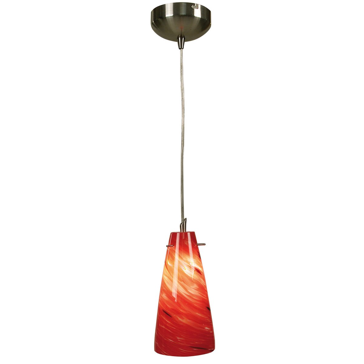 Hanglamp rood metaal glas 11x11x100 cm
