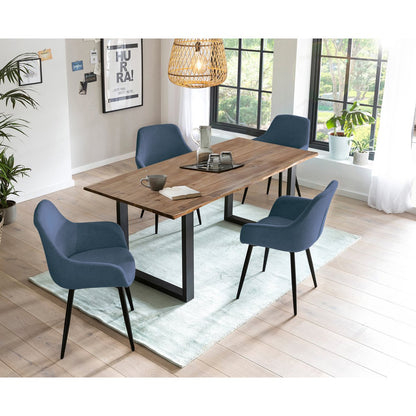 Eettafel 160x90 cm massief Akazie met 4 stoelen