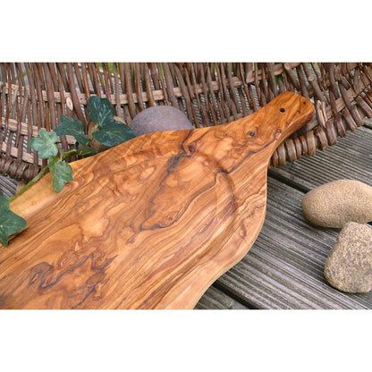 Snijplank hout 45-49x15-20 cm met sapgroef en handvat