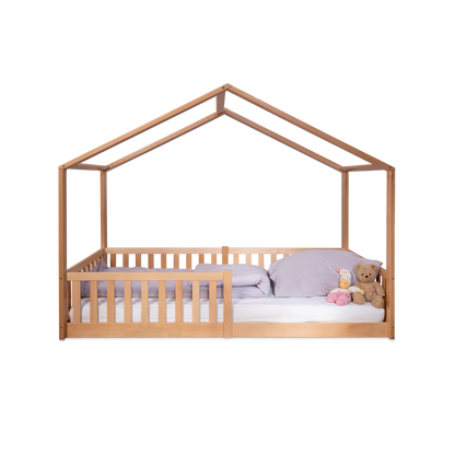 Tissi® vloerbed / huisbed Enno 90x200 cm Beech Nature incl. Opt. Dak