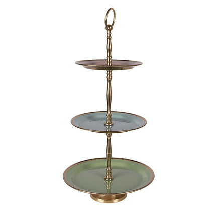 Etagère 3 laags Ø 27x51 cm groen roestvrij staal