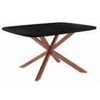 Eettafel 180x90 cm mangohout zwart stalen sterframe antiekbruin