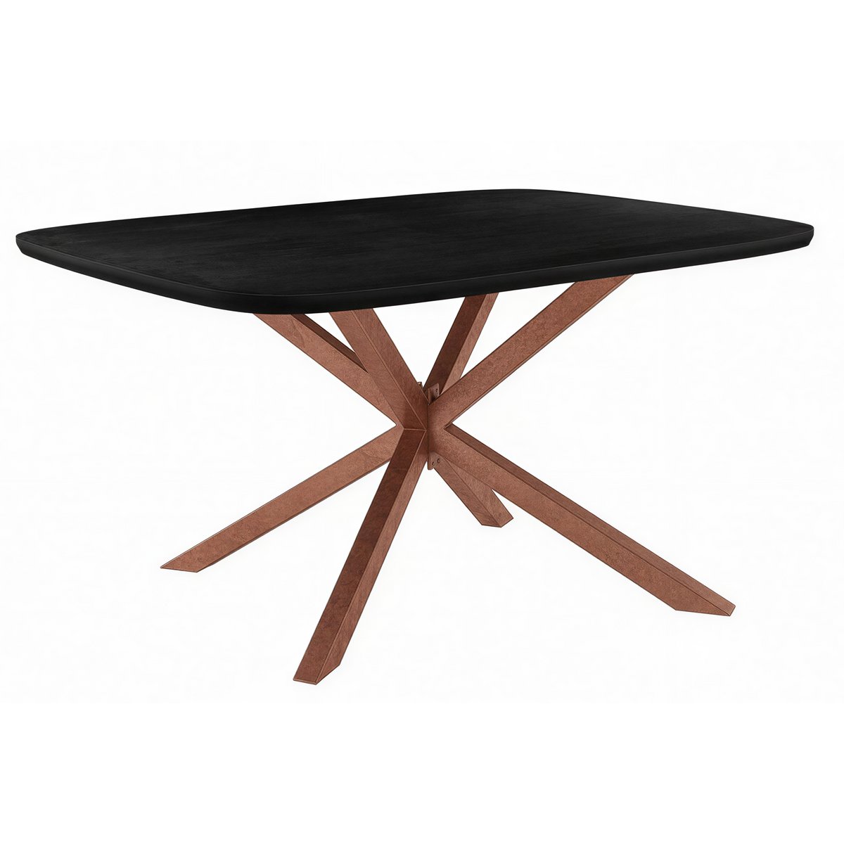 Eettafel 180x90 cm mangohout zwart stalen sterframe antiekbruin