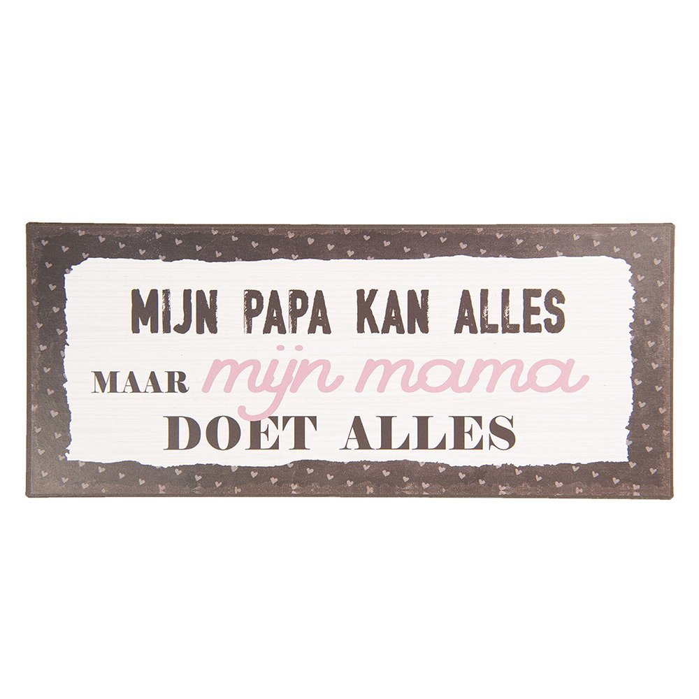 Tekstbord 13x30 cm metaal wit bruin