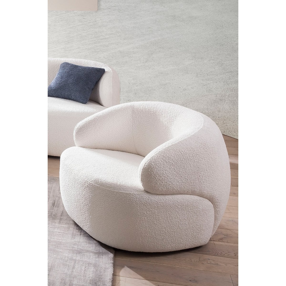 Fauteuil bouclé stof wit 88x89x69 cm