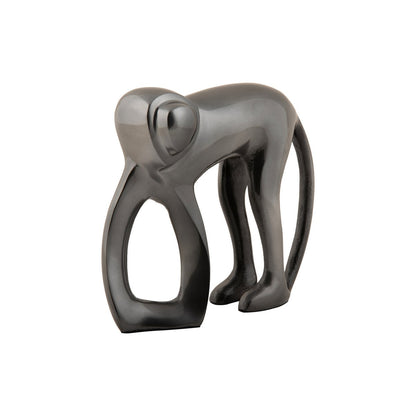 Standbeeld aap aluminium grijs 17x5x15 cm