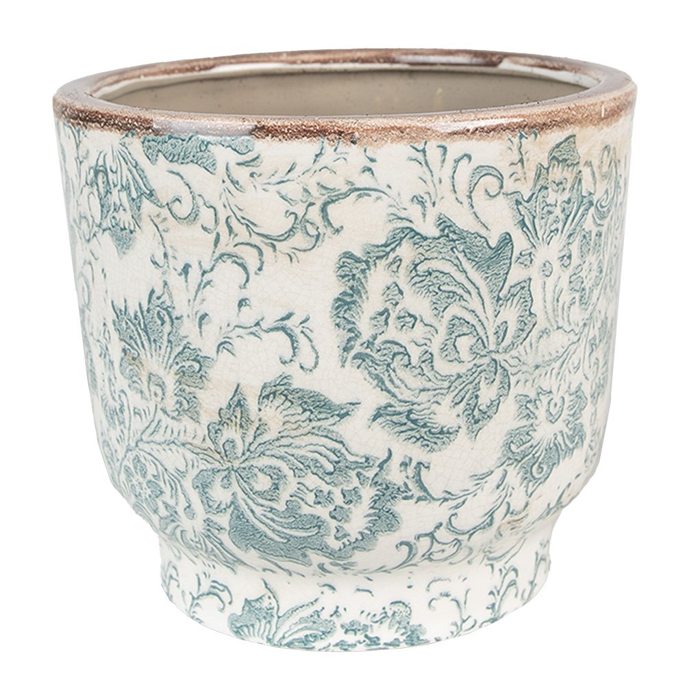 Bloempot Ø 17x15 cm groen beige keramiek