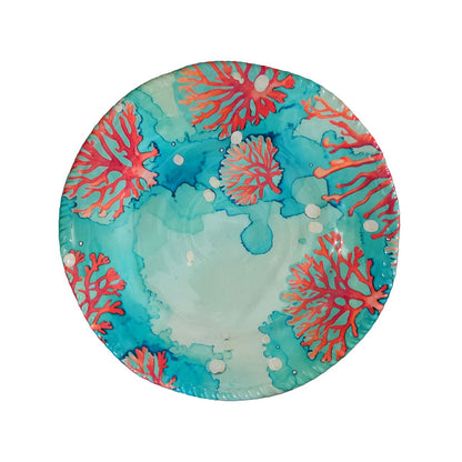 Flat plate in melamine coral 28x28x2.5 cm