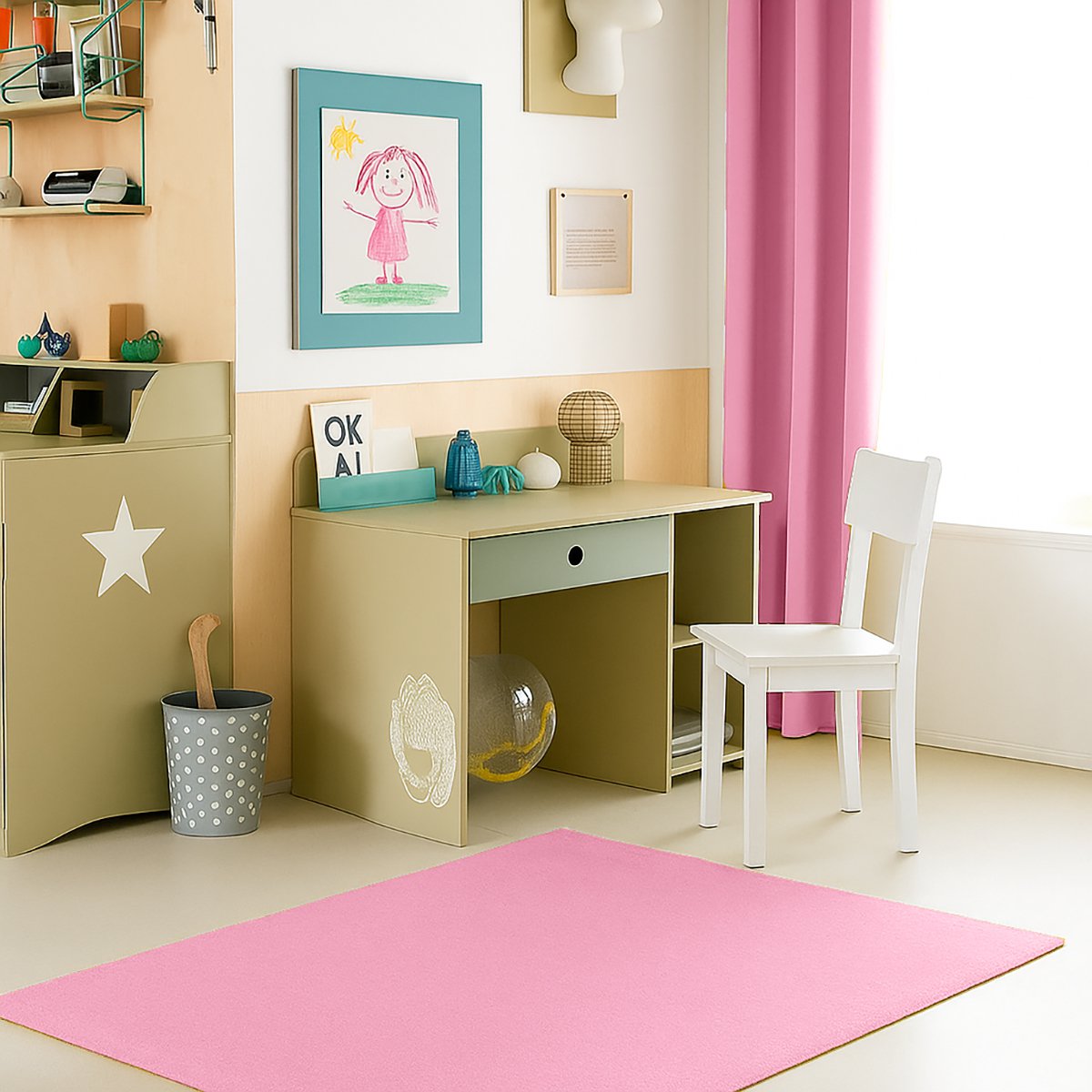 Gaasgordijnen roze 2x 65x260 cm organisch katoen