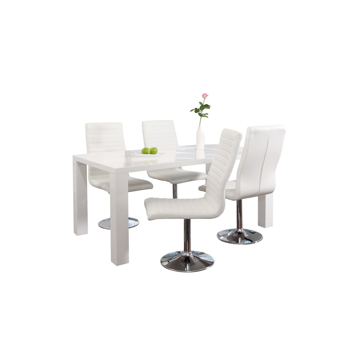 Eettafel 140x90x76 cm wit MDF hoogglans