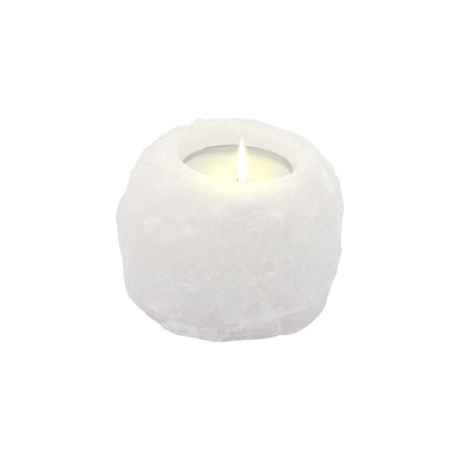 Tealight Holder, Rock, Himalaya Salt Dreams, 46701, White, approx. 400 gr