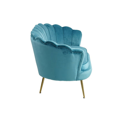 Schelpenbank fluweel blauw 136x77x78 cm
