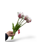 Kunstbloemen tulpen 5 stuks 35 cm roze wit