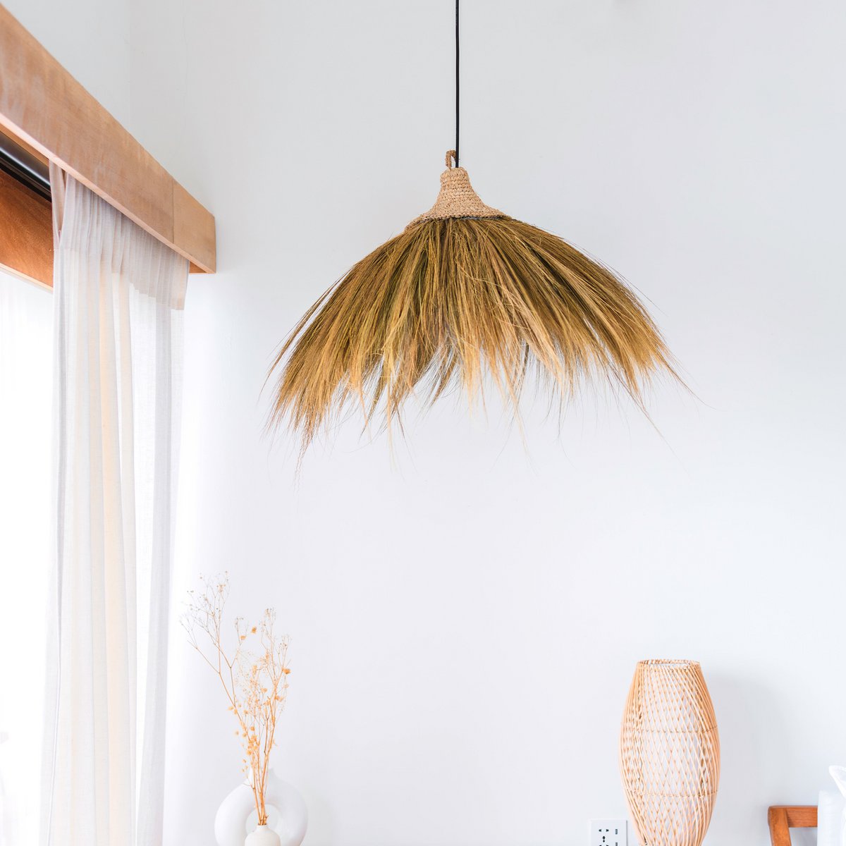 Grote Zeegras Lampenkap Mawana Natuurlijke Boho Hanglamp