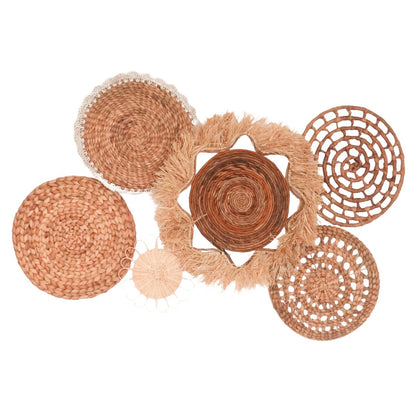 Wanddecoratieset 6 stuks 15-55 cm handgeweven natuurlijke materialen