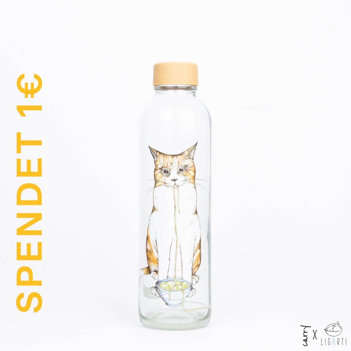 RAMEN CAT Glazen fles van 0,7l