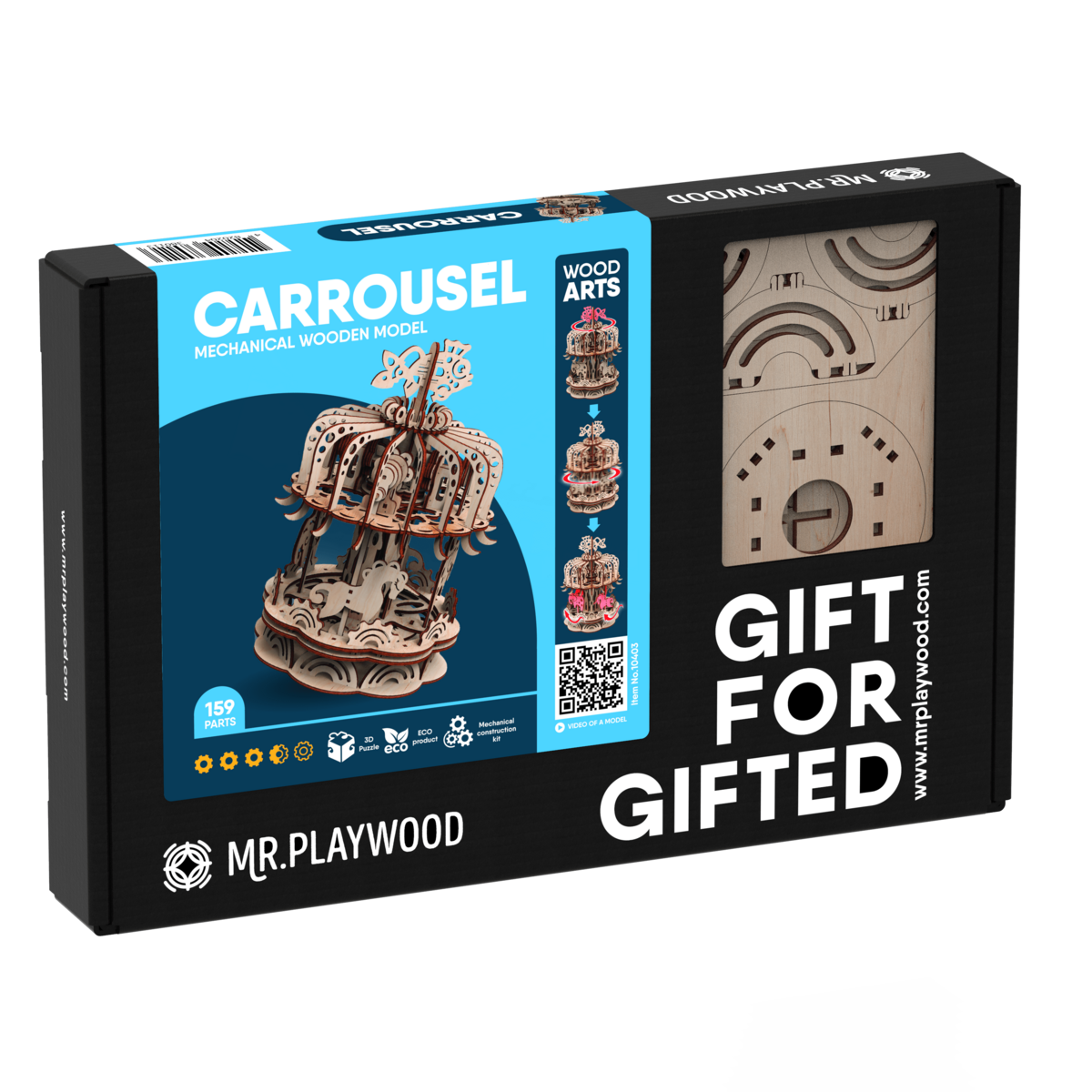 Houten 3D puzzel carrousel 25x25x32 cm