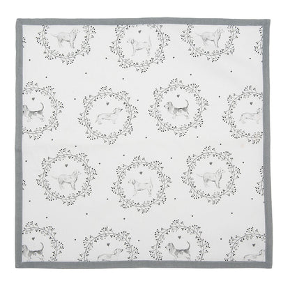 Servetten katoen set van 6 40x40 cm wit grijs