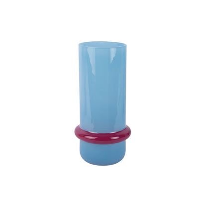 Vaas blauw glas 28 cm