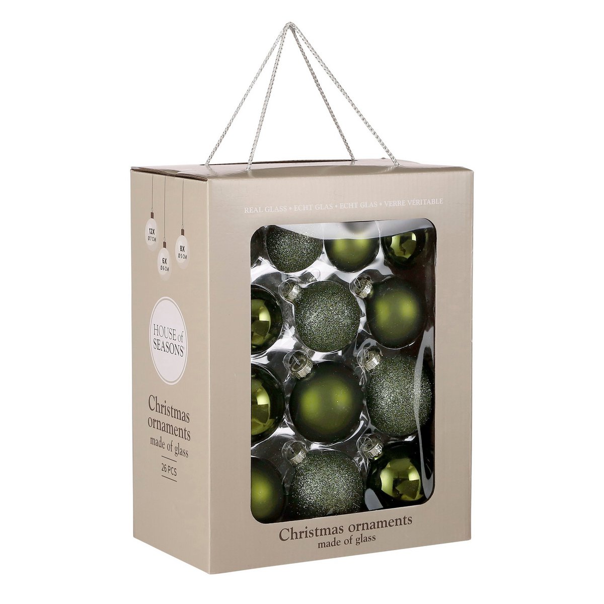 Kerstballen Set - 26 Stuks - Ø7 cm - Glas - Donkergroen