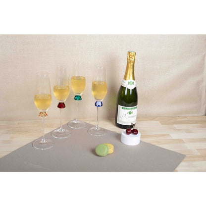 Champagne fluiten set van 4 diamantvoet gekleurd