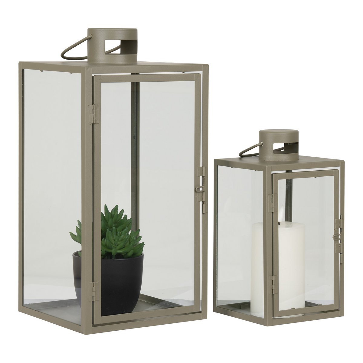 Corfu Lantaarns Groen Staal Glas Set Van 2 Binnen Buiten