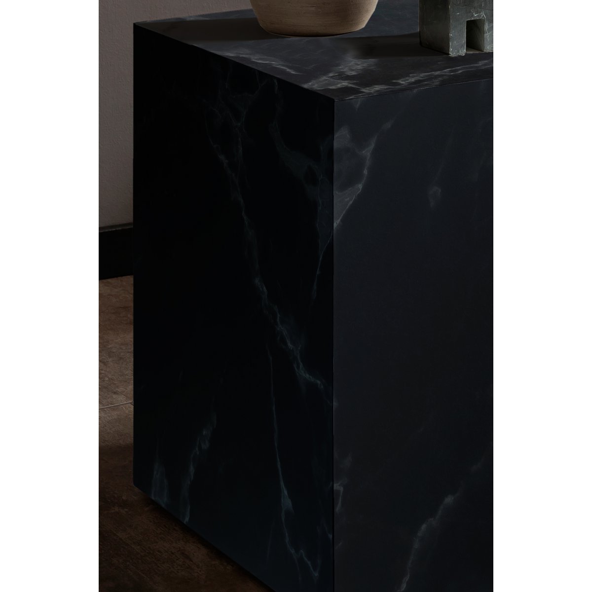 Bijzettafel 45x45x50 cm zwart marmerlook MDF