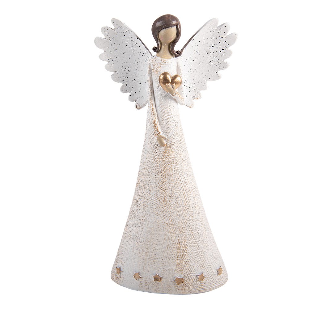 Kerstdecoratie Beeld Engel 12x6x24 cm Beige Kunststof