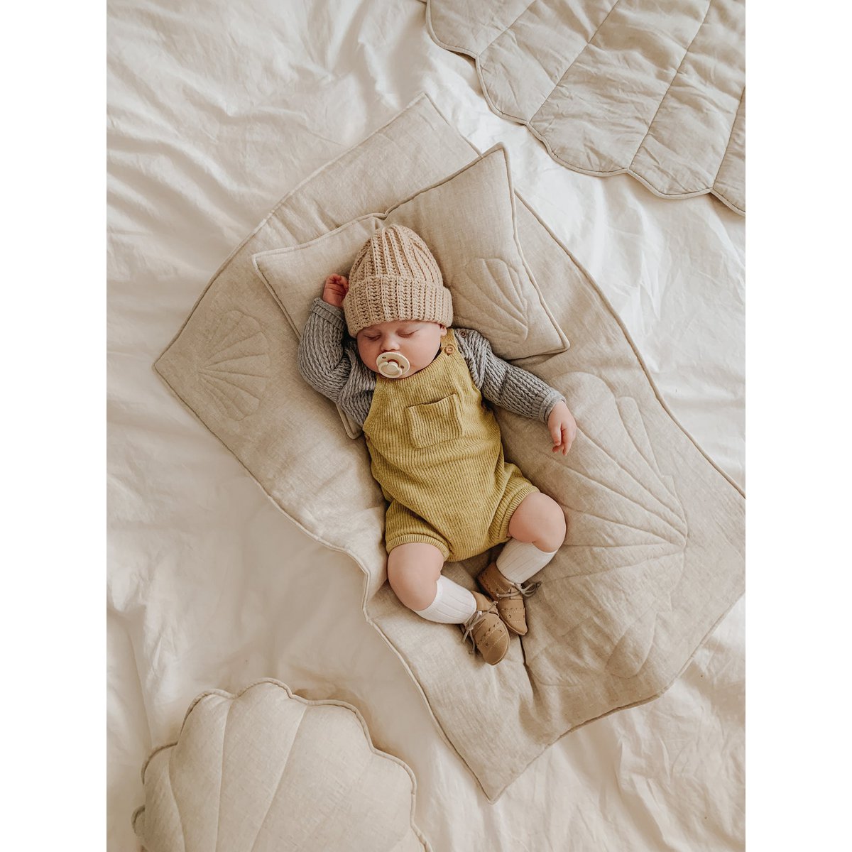Linnen schelp kinderovertrekset "Zand"
