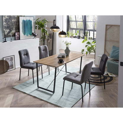 Eettafel 140x70x73 cm MDF acacia-look metaal zwart bruin