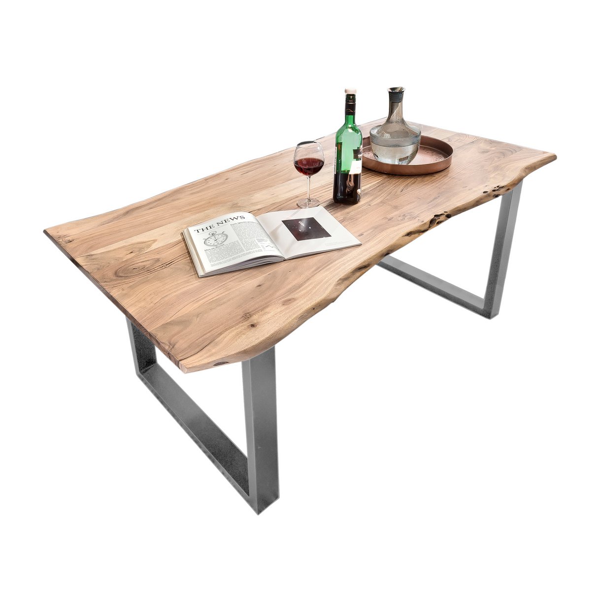 Table 200x100 cm, natural acacia, 36 mm