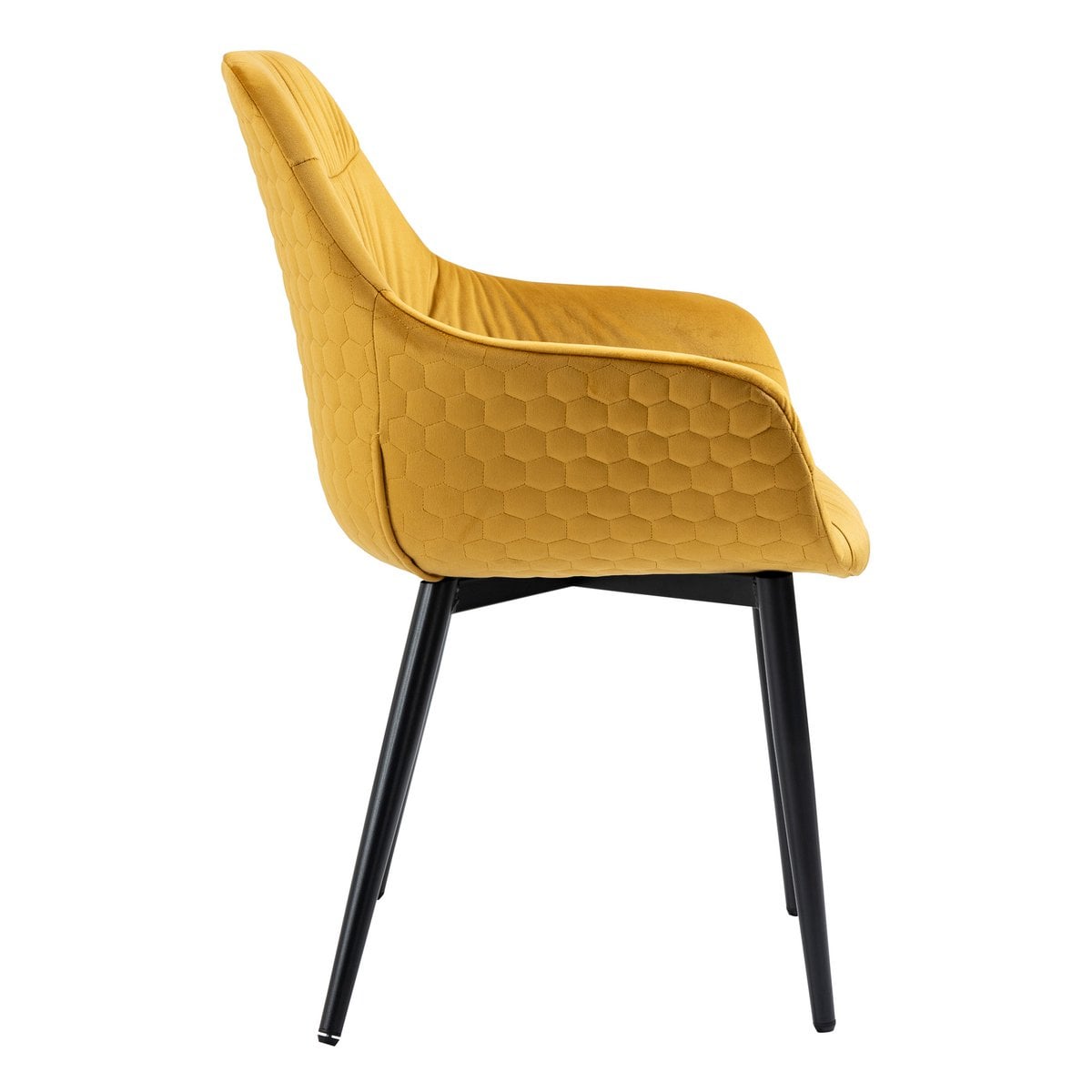 Fauteuil fluweel mosterdgeel honingraatstiksel