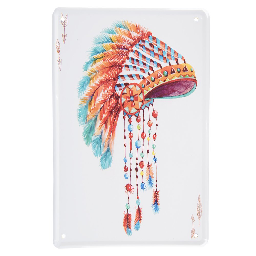 Wanddecoratie 20x30 cm metaal wit rood